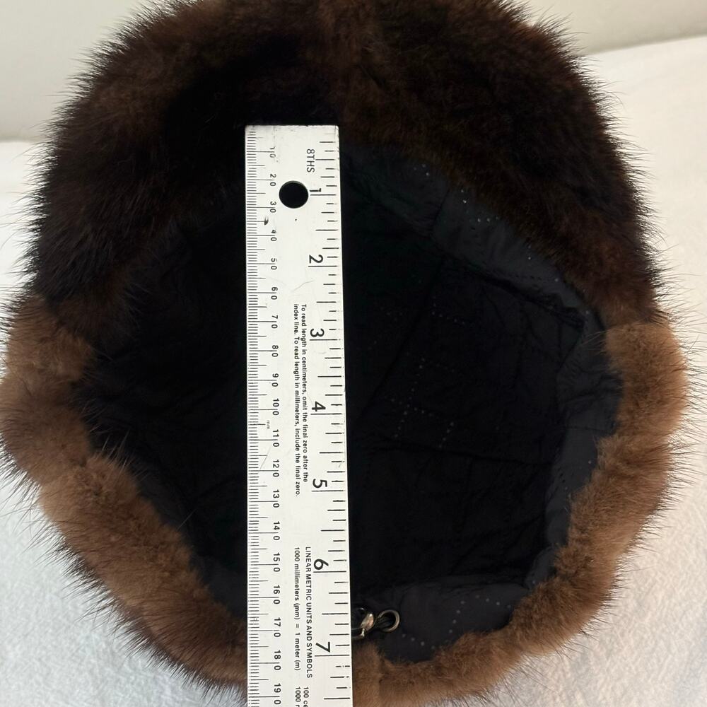 Vintage Genuine Mink Fur Hat Dark Brown Mahogany Cloche Pill Box Unbranded OS - Picture 9 of 13